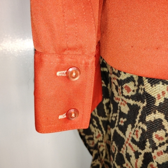 VINTAGE ALEX COLEMAN BRICK POLY BLOUSE - Picture 7 of 8